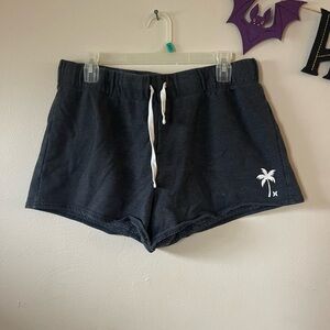 Hurley Black Women's Athletic Shorts with Palm Design